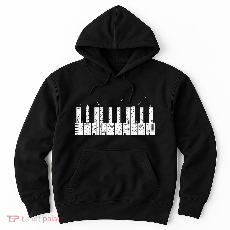 Piano Skyline Keyboard Music Hoodie