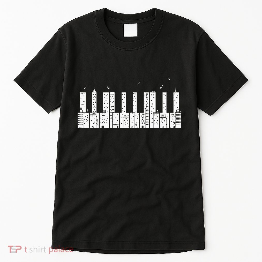 Piano Skyline Keyboard Music Tall T-Shirt