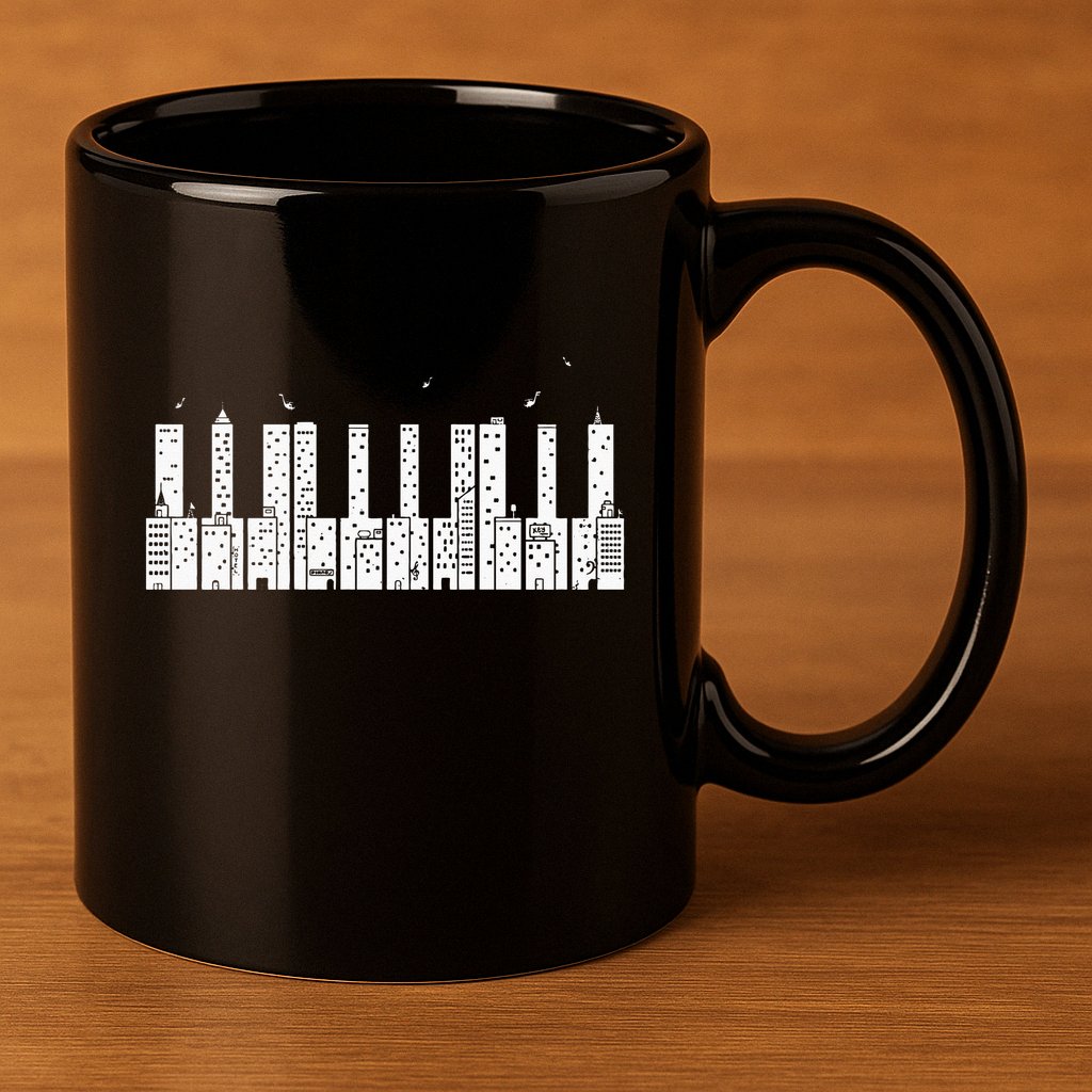 Piano Skyline Keyboard Music 11oz C Handle Ceramic Mug