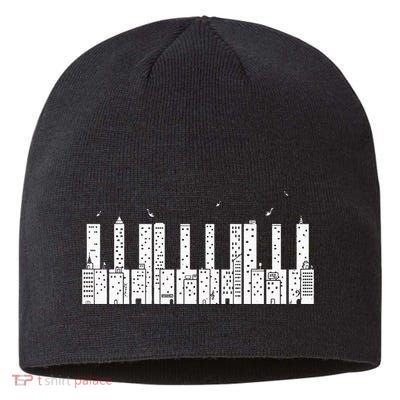 Piano Skyline Keyboard Music Sustainable Beanie