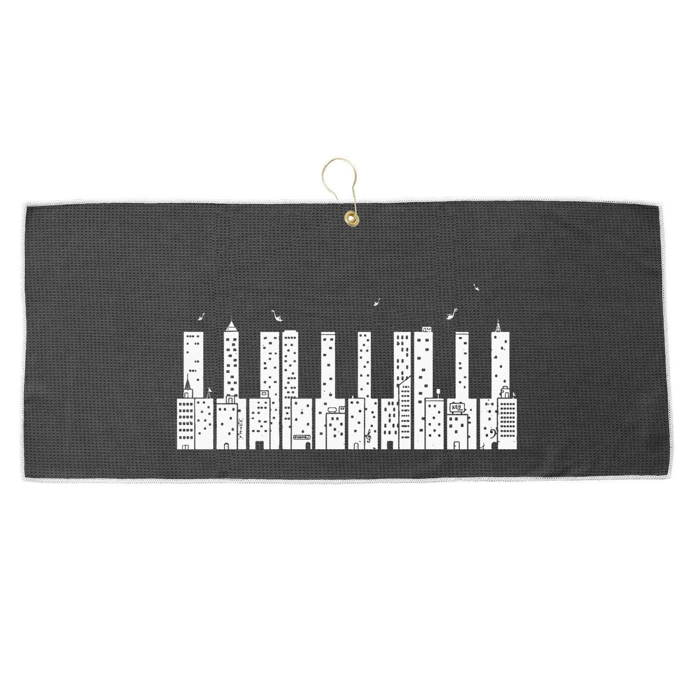 Piano Skyline Keyboard Music Large Microfiber Waffle Golf Towel