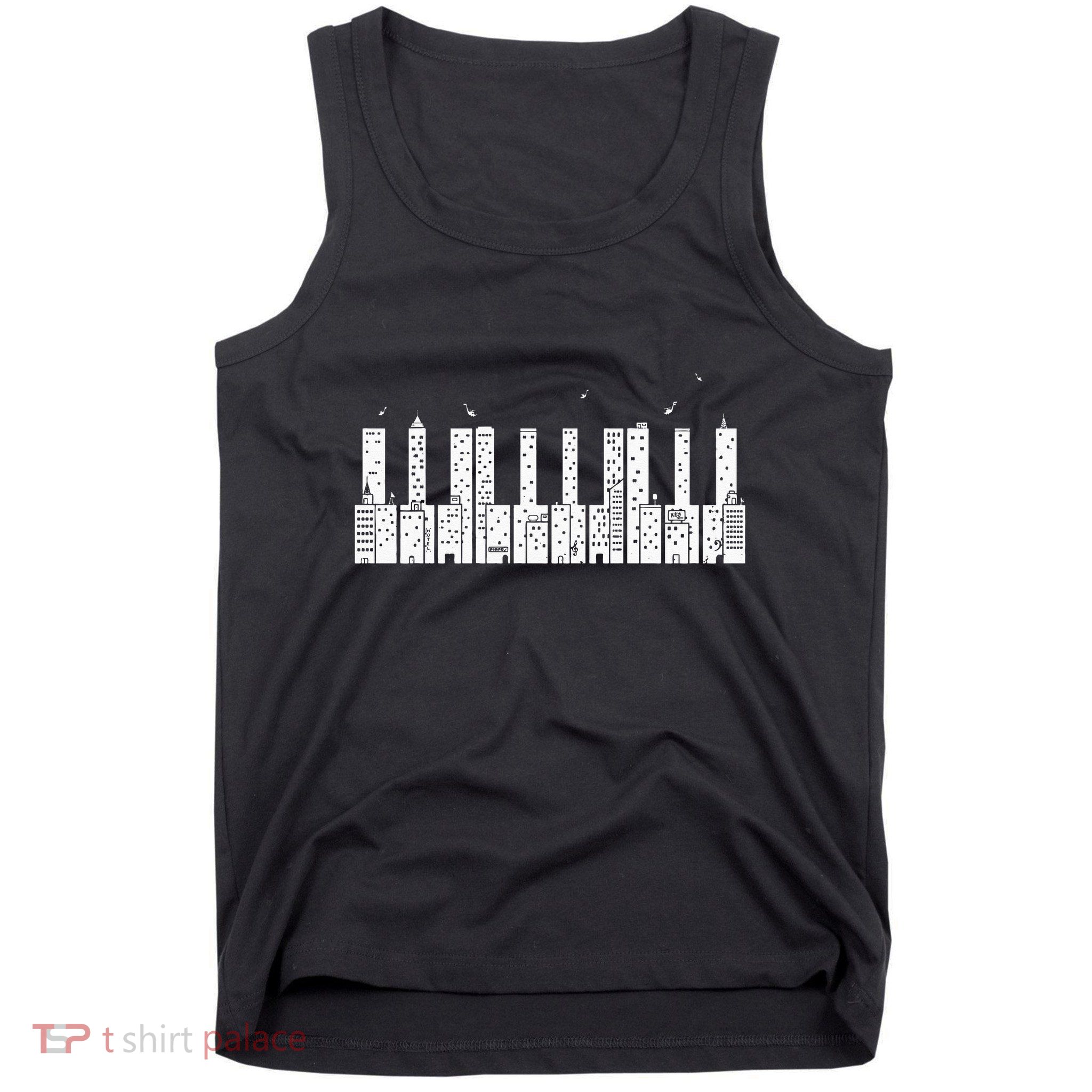 Piano Skyline Keyboard Music Tank Top