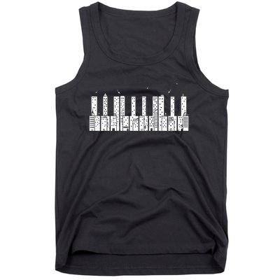 Piano Skyline Keyboard Music Tank Top