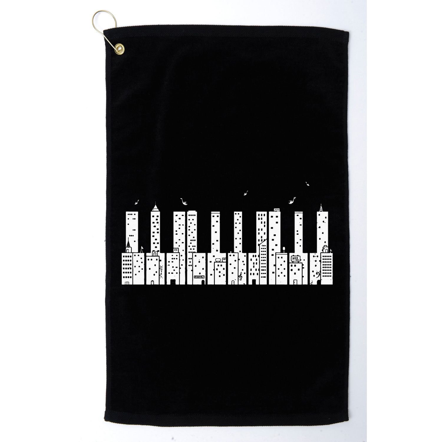 Piano Skyline Keyboard Music Golf Towel