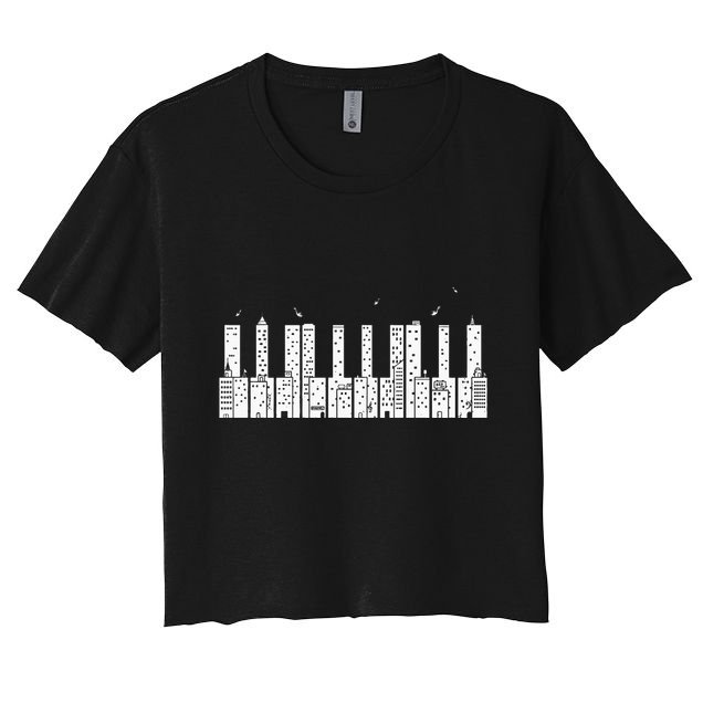 Piano Skyline Keyboard Music Crop Top