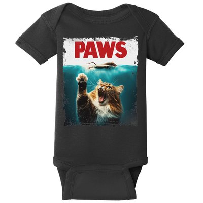 Paw Some Kitty Cats.usa Paws Parody Cat Mouse Humorous Cat Chasing Mouse Kitten , , Blac Baby Bodysuit