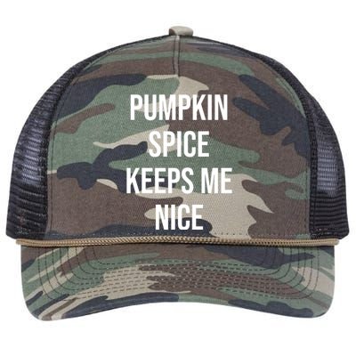 Pumpkin Spice Keeps Me Nice Funny Fall Retro Rope Trucker Hat Cap