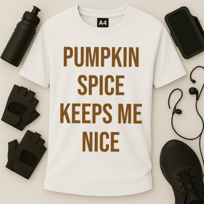 Pumpkin Spice Keeps Me Nice Funny Fall Cooling Performance Crew T-Shirt