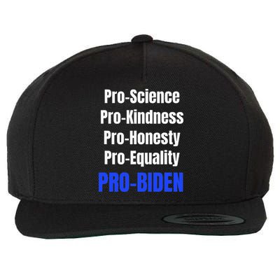 Pro Science Kindness Equality Honesty Pro Biden Joe For Prez Wool Snapback Cap