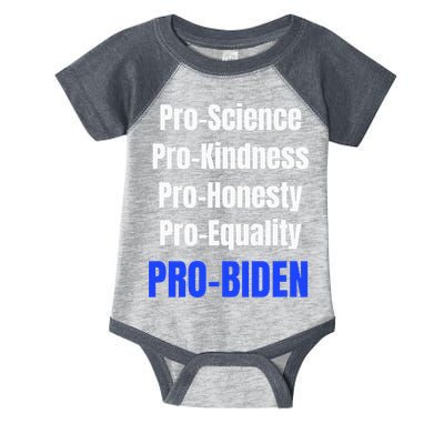 Pro Science Kindness Equality Honesty Pro Biden Joe For Prez Infant Baby Jersey Bodysuit