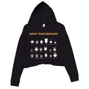 Penguin Species Know Your Penguins Gift Funny Gift Crop Fleece Hoodie