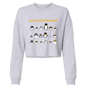 Penguin Species Know Your Penguins Gift Funny Gift Cropped Pullover Crew