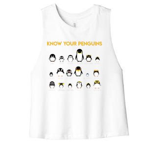 Penguin Species Know Your Penguins Gift Funny Gift Women's Racerback Cropped Tank