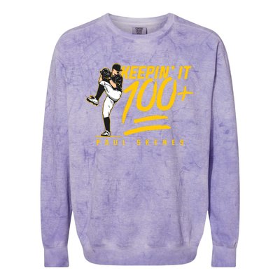 Paul Skenes Keepin It 100 Pittsburgh Baseball Colorblast Crewneck Sweatshirt