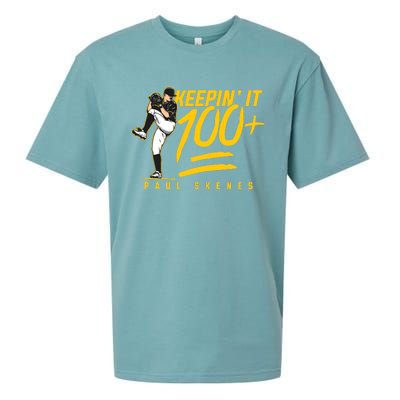 Paul Skenes Keepin It 100 Pittsburgh Baseball Sueded Cloud Jersey T-Shirt