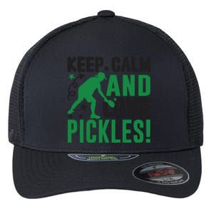 Pickleball Sport Keep Calm And Love Pickles Player Gift Flexfit Unipanel Trucker Cap