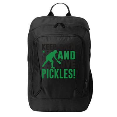 Pickleball Sport Keep Calm And Love Pickles Player Gift City Backpack