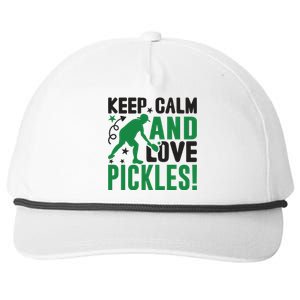 Pickleball Sport Keep Calm And Love Pickles Player Gift Snapback Five-Panel Rope Hat