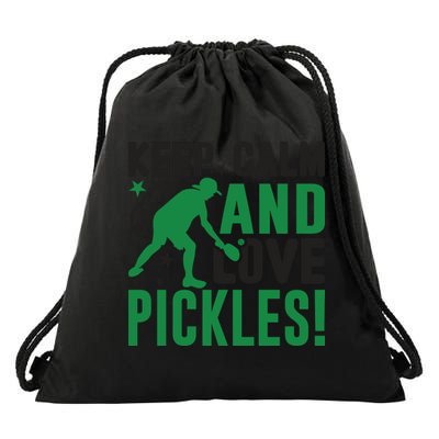 Pickleball Sport Keep Calm And Love Pickles Player Gift Drawstring Bag