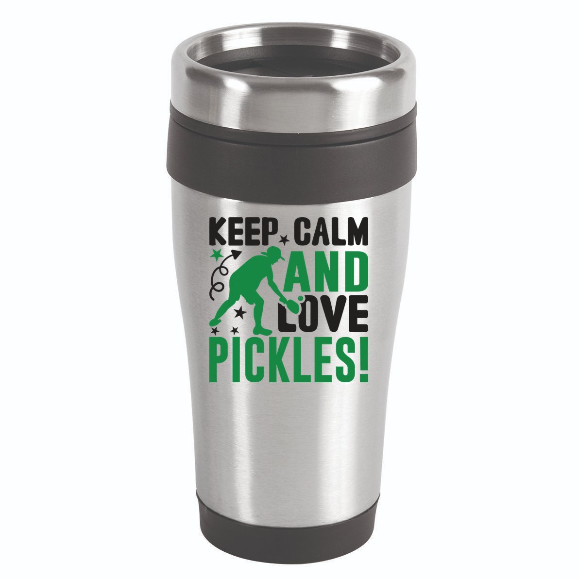 Pickleball Sport Keep Calm And Love Pickles Player Gift 16oz Travel Tumbler