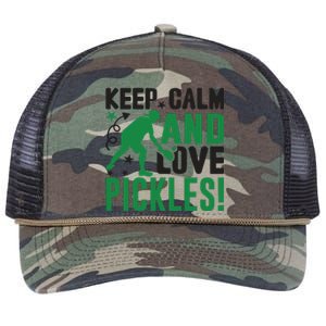 Pickleball Sport Keep Calm And Love Pickles Player Gift Retro Rope Trucker Hat Cap