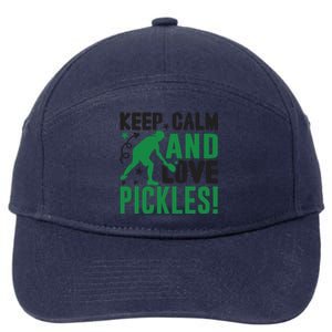 Pickleball Sport Keep Calm And Love Pickles Player Gift 7-Panel Snapback Hat