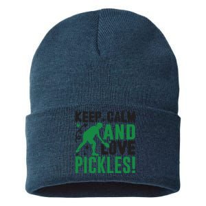 Pickleball Sport Keep Calm And Love Pickles Player Gift Sustainable Knit Beanie