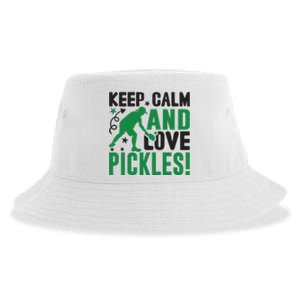 Pickleball Sport Keep Calm And Love Pickles Player Gift Sustainable Bucket Hat