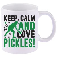 Pickleball Sport Keep Calm And Love Pickles Player Gift 11oz C Handle Ceramic Mug