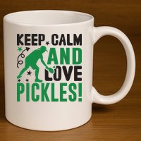 Pickleball Sport Keep Calm And Love Pickles Player Gift 11oz C Handle Ceramic Mug