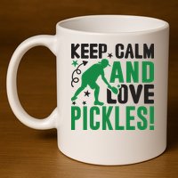 Pickleball Sport Keep Calm And Love Pickles Player Gift 11oz C Handle Ceramic Mug