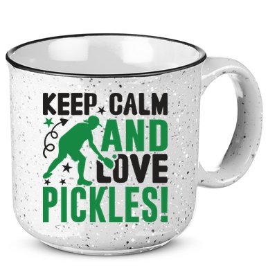 Pickleball Sport Keep Calm And Love Pickles Player Gift 15oz Campfire Ceramic Mug