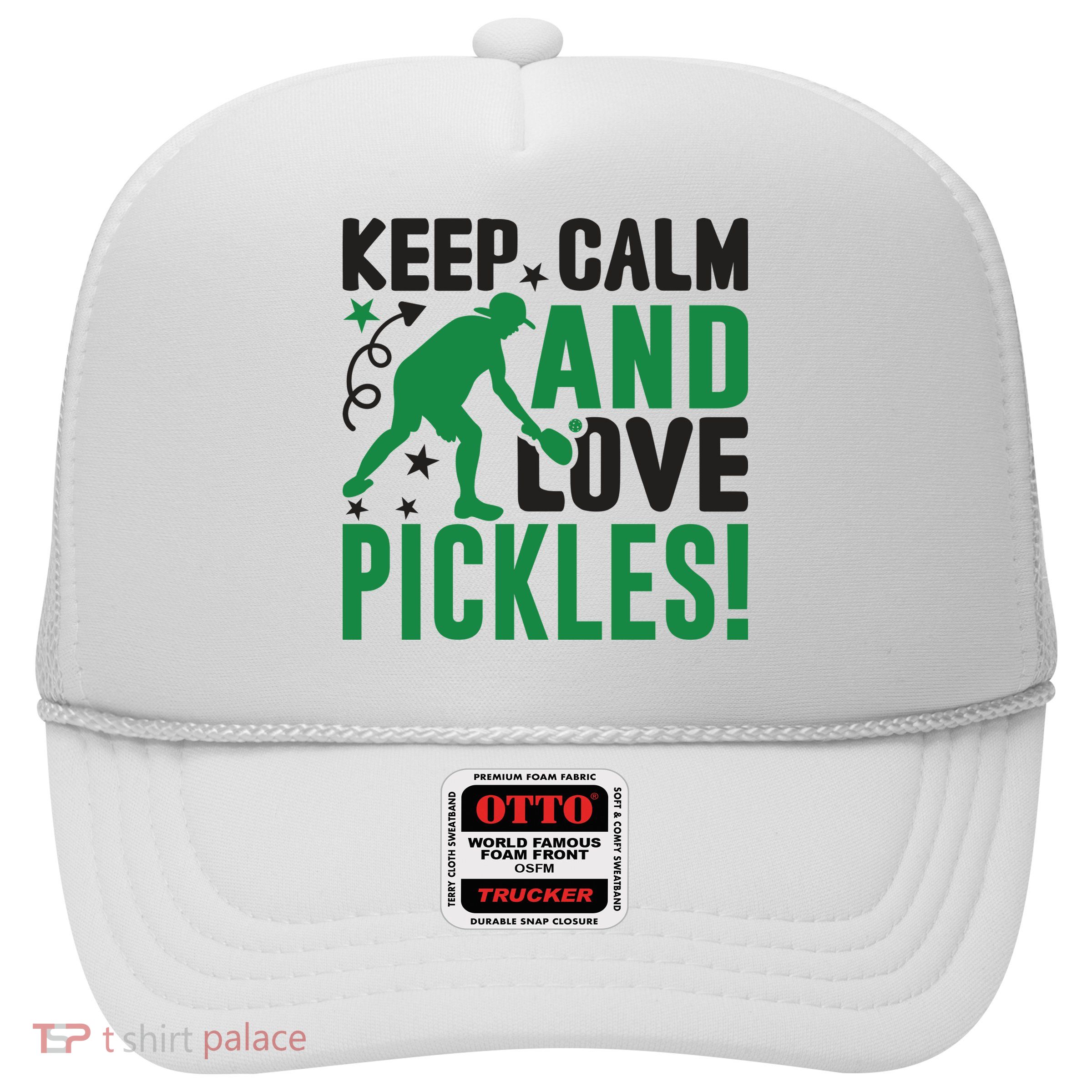 Pickleball Sport Keep Calm And Love Pickles Player Gift Trucker Hat