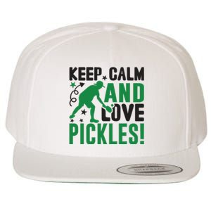 Pickleball Sport Keep Calm And Love Pickles Player Gift Wool Snapback Cap