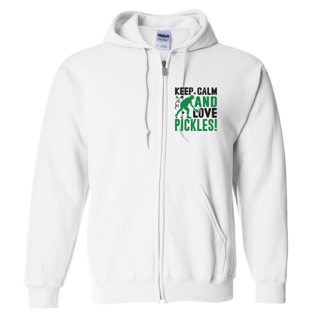 Pickleball Sport Keep Calm And Love Pickles Player Gift Full Zip Hoodie