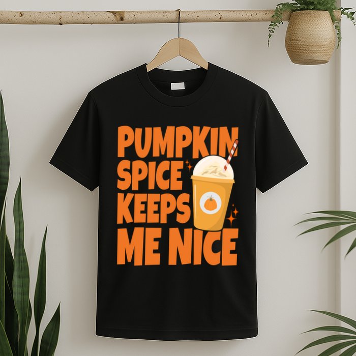 Pumpkin Spice Keeps Me Nice Coffee Lover Holiday T-Shirt