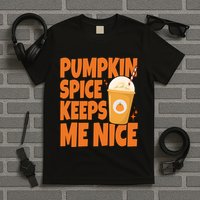Pumpkin Spice Keeps Me Nice Coffee Lover Holiday T-Shirt