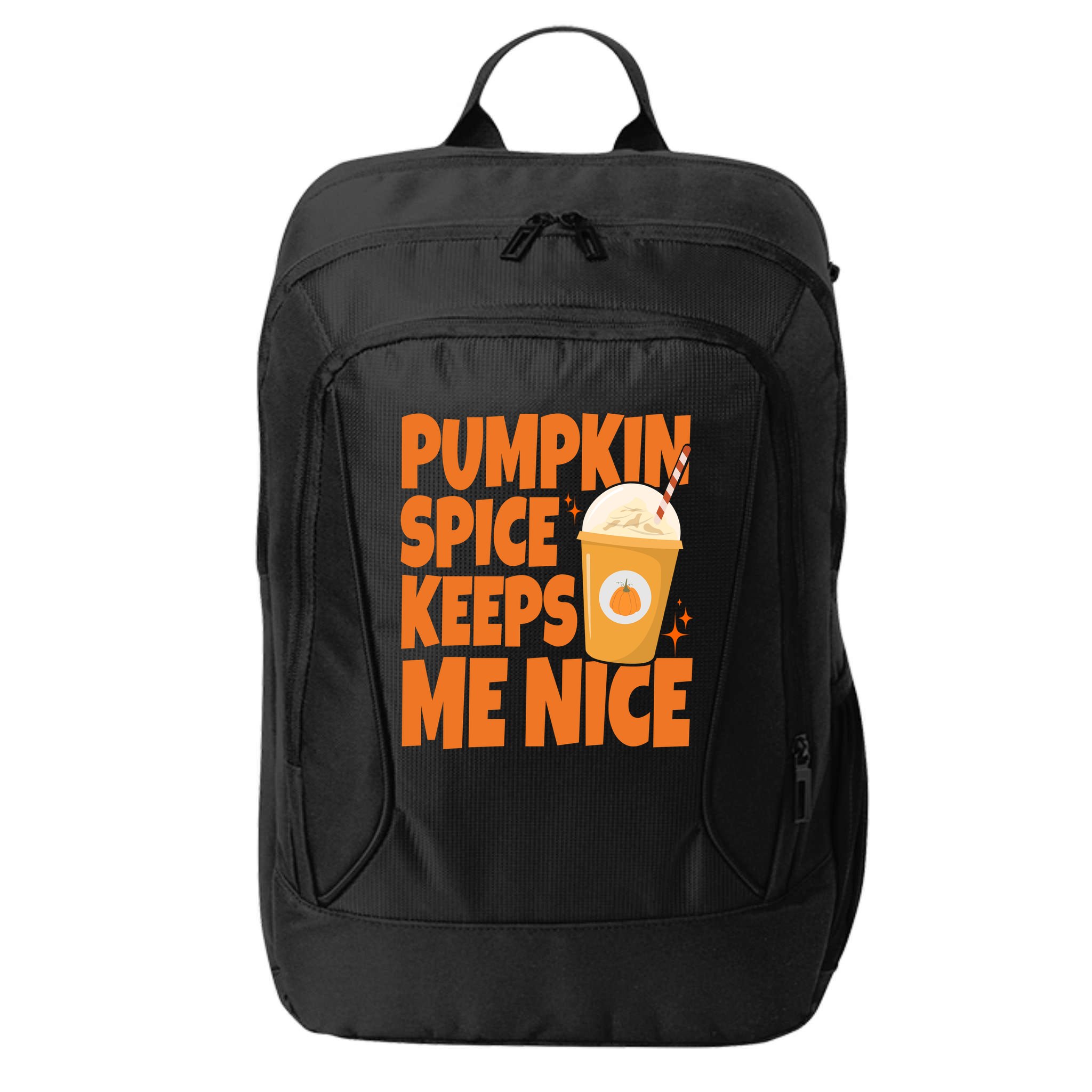 Pumpkin Spice Keeps Me Nice Coffee Lover Holiday City Backpack