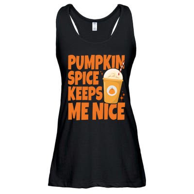 Pumpkin Spice Keeps Me Nice Coffee Lover Holiday Ladies Essential Flowy Tank