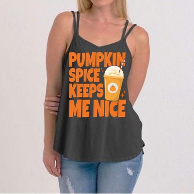 Pumpkin Spice Keeps Me Nice Coffee Lover Holiday Women's Strappy Tank