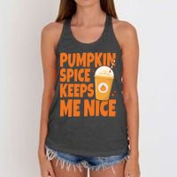 Pumpkin Spice Keeps Me Nice Coffee Lover Holiday Women's Knotted Racerback Tank