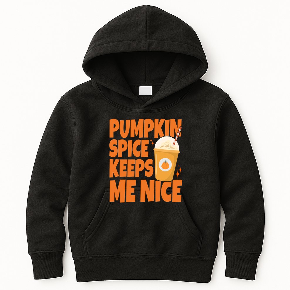 Pumpkin Spice Keeps Me Nice Coffee Lover Holiday Kids Hoodie