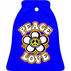 PEACE SIGN LOVE 60s 70s Tie Dye Hippie Costume Ceramic Bell Ornament