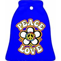 PEACE SIGN LOVE 60s 70s Tie Dye Hippie Costume Ceramic Bell Ornament