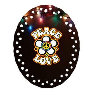 PEACE SIGN LOVE 60s 70s Tie Dye Hippie Costume Ceramic Oval Ornament