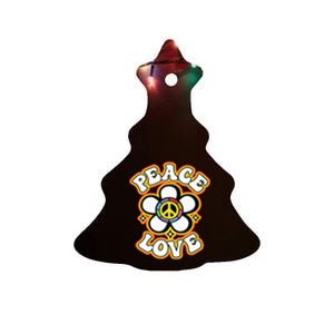 PEACE SIGN LOVE 60s 70s Tie Dye Hippie Costume Ceramic Tree Ornament