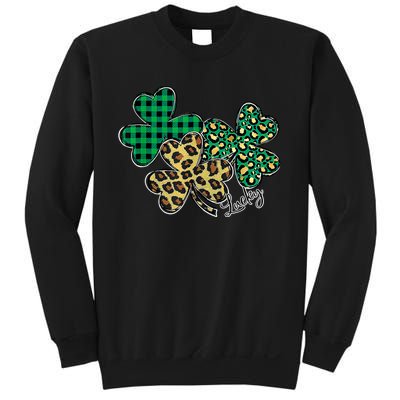 Plaid Shamrock Leopard Cheetah Lucky St Patricks Day Wo Sweatshirt