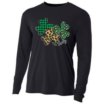 Plaid Shamrock Leopard Cheetah Lucky St Patricks Day Wo Cooling Performance Long Sleeve Crew