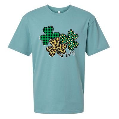 Plaid Shamrock Leopard Cheetah Lucky St Patricks Day Wo Sueded Cloud Jersey T-Shirt