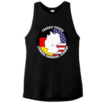 Proudly Served Ledward Barracks Germany Military Veteran Ladies PosiCharge Tri-Blend Wicking Tank